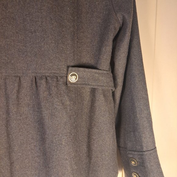 Tabitha Anthropologie Women's Olive Green Ruffle Military Wool Blend Coat Sz 10 - Picture 3 of 10